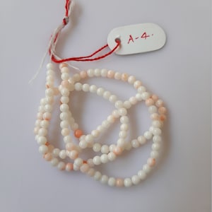 3.5&#39;&#39;MM 1&#39;Strand TOP LUXURY 100% Natural Japanese &#39;White-Pink&#39;Coral Beads Gemstone,Smooth Round Beads,handmade Coral Beads Strand 18&#39;inches