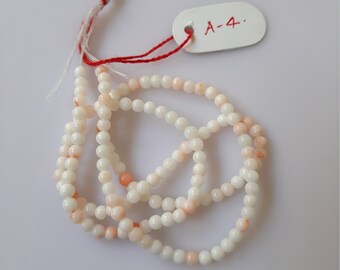Natural White-Pink Coral Beads 3.5mm Round Gemstone Strand