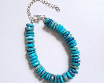 Natural Arizona Turquoise Bracelet: Sleeping Beauty Roundel Beads