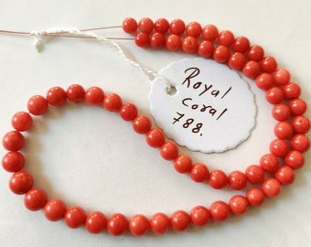 Red Coral Round Beads Undyed Mediterranean Natural Carved Necklace+Bracelet 8mm 