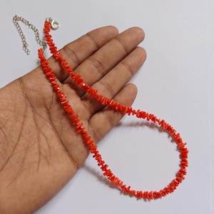 Natural Undyed Mediterranean Coral, Natural color Beads, Italian Red Coral Branches Necklace.
