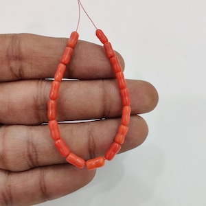 DRUM BEADS - 17&#39;Pieces Beautiful Italian Red Orange Coral Beads 12&#39;Ct 100% Natural Mediterranean Coral Handmade coral jewelry coral.