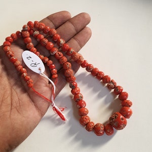 18&quot;Inches Mediterranean Vintage Coral Beads, 100% Natural Italian Red Coral Beads, Smooth Polished Handmade Coral Beads, Wholesale Supplies