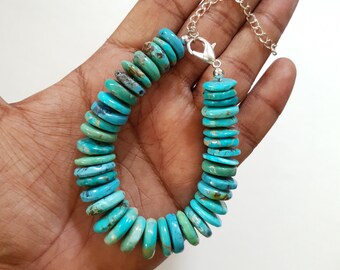 Sleeping Beauty Turquoise Bracelet Natural Arizona Roundel Beads Bracelet