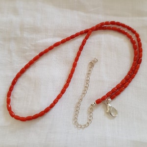 Imperfect Product, Undyed Natural Italian Coral Beaded Necklace 50.8cm/20&quot;, Simple Necklace for Women, Genuine Coral Jewelry