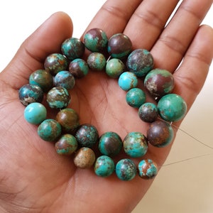 17&#39;mm to 11&#39;mm American Arizona Turquoise Beads Turquoise Smooth Round Balls AAA+Quality Turquoise Genuine Beads 14&#39;incehs.
