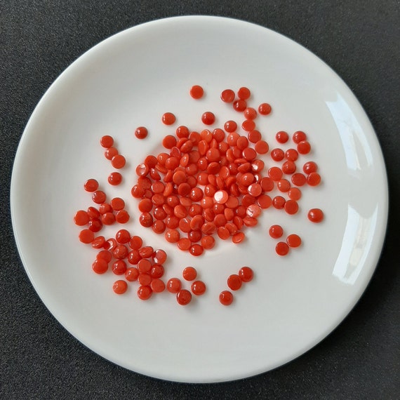 Cabochon Vintage En Corail Rouge Naturel - Pierre Précieuse Polie ~8 Carats, Origine Inde/Italie