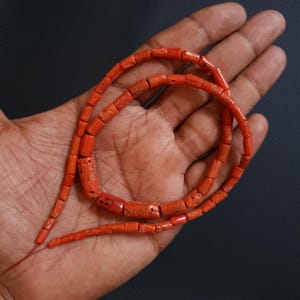 Antique Red Coral Beads-Natural Italian Red Coral Beads Strand-Mediterranean Coral Beads-Vintage Red Coral Beads for Jewelry-18 inch