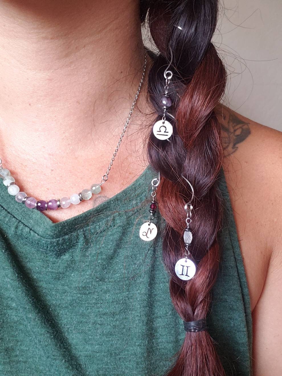 Zodiac Gemstone Hair Spirals Horoscope Hair Charms Etsy