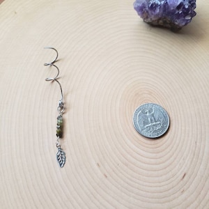 Green Tourmaline Leaf Hair Spiral Hair Charm