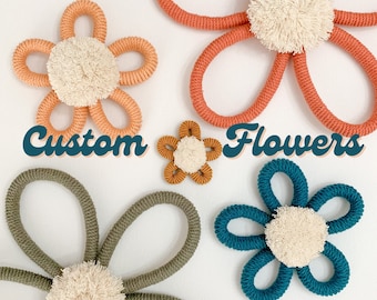 Custom Flower, Macramé Flower Wall Décor, Boho Daisy, Flower Nursery Décor, Daisy Birthday Décor, Boho Baby Shower Décor
