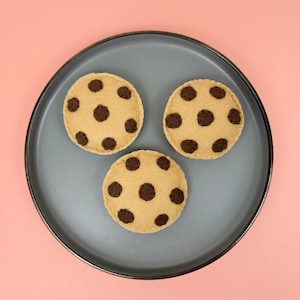 Felt Chocolate Chip Cookies, Play Kitchen, Pretend Bakery, Felt Food