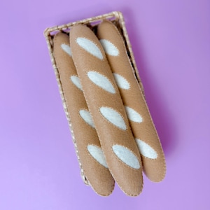 Felt Baguette French Bread, Felt Food, Gifts for Kids, Pretend Play Kitchen, Toy Play Food