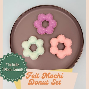 Mochi Donuts (Set of 3), Felt Donuts, Felt Food, Pretend Food, Play Kitchen, Pretend Bakery