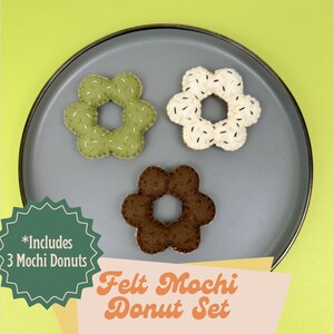 Mochi Donuts (Set of 3), Felt Donuts, Felt Food, Pretend Food, Play Kitchen, Pretend Bakery