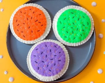 Filz Halloween Zuckerkeks | Montessori Herbst Spielzeug | Süßes oder Saures Essen | Filz Spielküche | Filz Keks | Boo Korbfüller