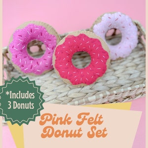 Set of 3 Felt Donuts | Pretend Play Food | Montessori Felt Toys | Handmade Felt Donuts | Play Kitchen Toys | Kids Educational Toy
