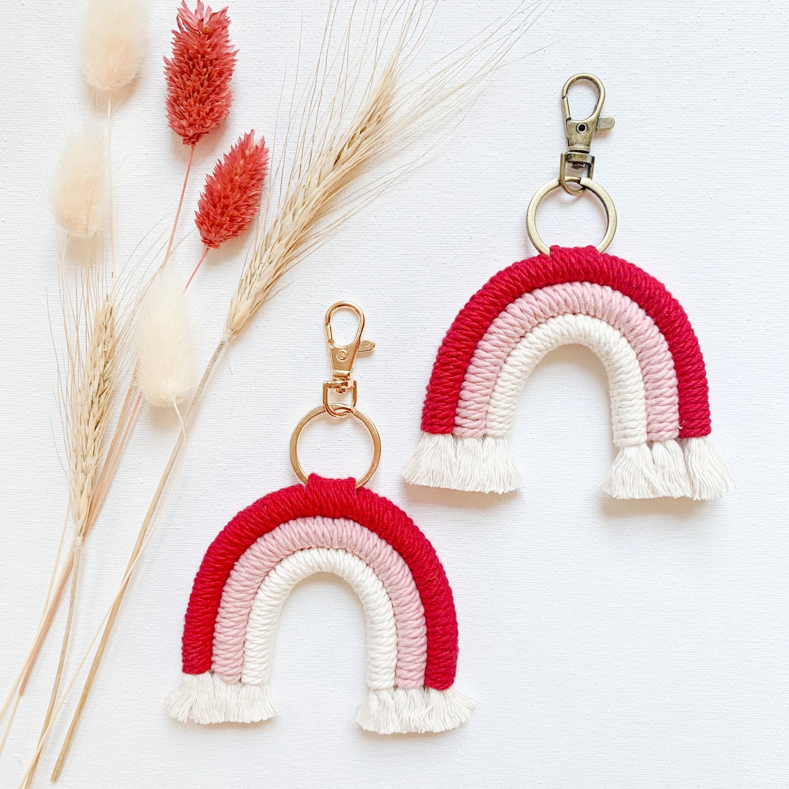 Macrame Rainbow Keychain Macrame Keychain Boho accessories Etsy