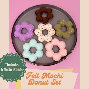 Mochi Donuts (Set of 6), Felt Donuts, Felt Food, Pretend Food, Play Kitchen, Pretend Bakery