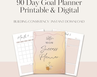 90-Day Goal Planner: Printable Productivity Journal (PDF Download)