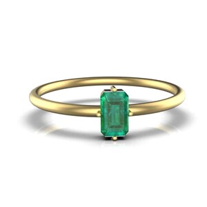 Smaragd Solitär Ring: 14k Gold Mai Geburtsstein Ring