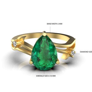 Pear Emerald 14k Gold Promise Ring: May Birthstone Gift
