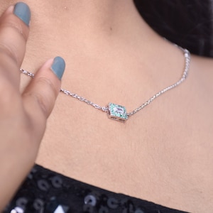 14k gouden diamanten baguetteketting / 14k natuurlijke smaragd ketting / Multistone ketting / Trouwketting / kerstcadeau