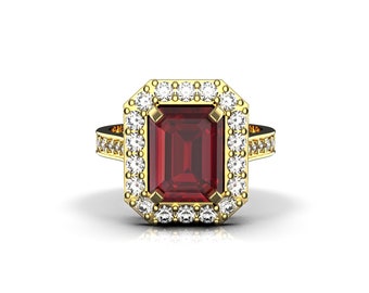 Stunning 14k Gold Ruby And Diamond Ring / Ruby Engagement Ring / Wedding Ring For Womens/ christmas gift