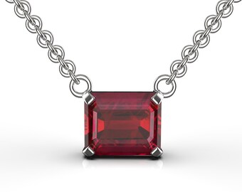 4 Carats Solitaire Ruby Necklace For Womens And Girls in 14k Solid Gold / Anniversary Gift Necklace / Wedding Necklace/ christmas gift