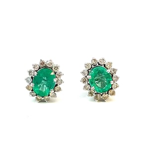 1.50 Carats Natural Emerald May Birthstone Stud Earrings For Women And Girls / 14k Solid Gold Zambian Emerald Earrings
