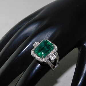 Emerald Cut Emerald And Diamond Cocktail Ring / Bridal Engagement Ring / 18k Solid Gold Emerald Ring / Ring For Her/ christmas gift