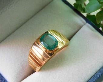 Kissen Natürlicher Smaragd Herren Verlobungsring Für Frauen und Mädchen / Herren Geschenk / Herren Smaragd Ring