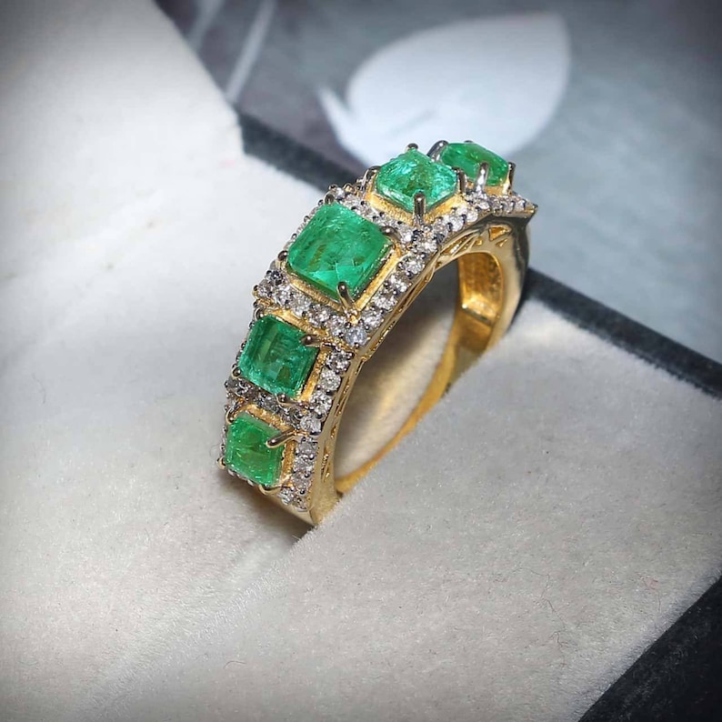 3 carat natural zambian emerald ring for womans / 14k solid | Etsy