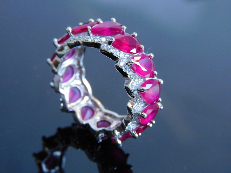 Art Deco 14k Gold Ruby and Diamond Wedding Band Ring - Etsy