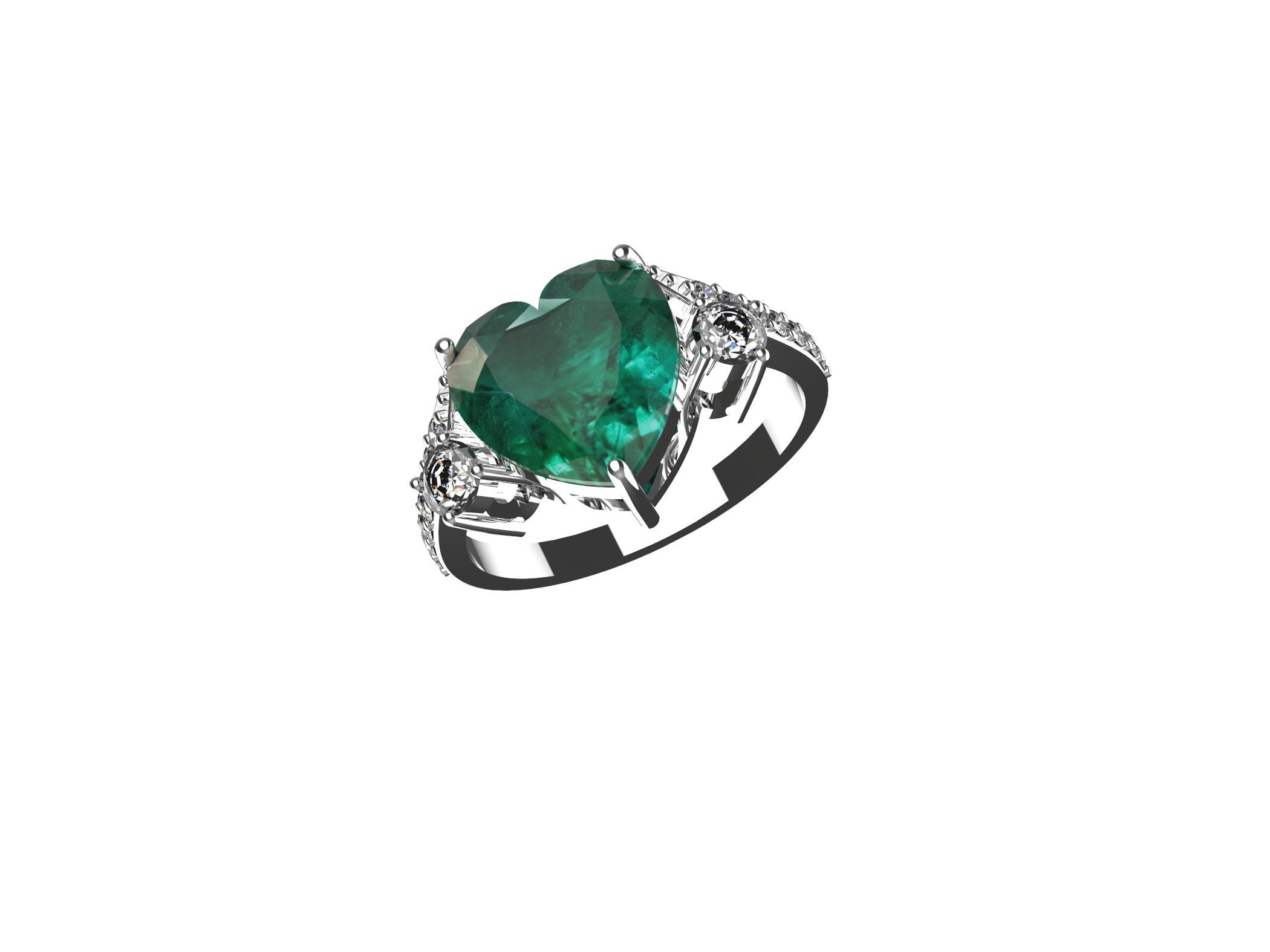 2.50 Carats Natural Heart Shape Emerald Ring / Engagement Ring - Etsy