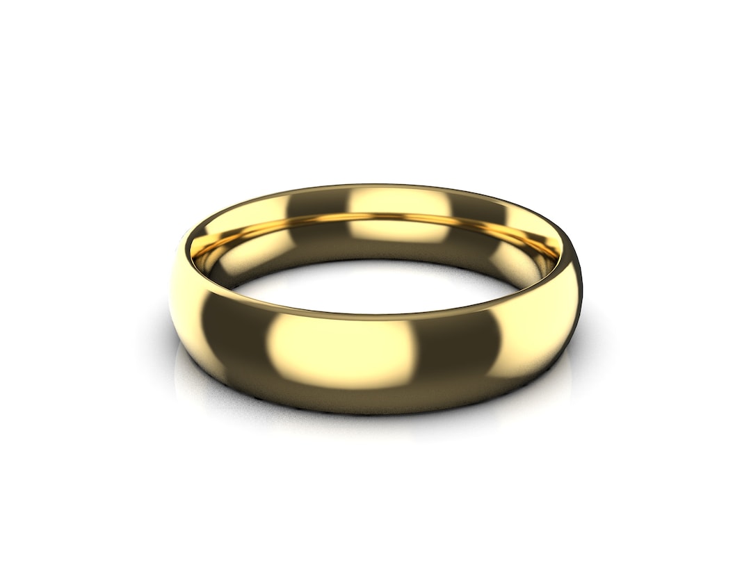 14k Solid Gold Wedding Band: Art Deco Solitaire Ring