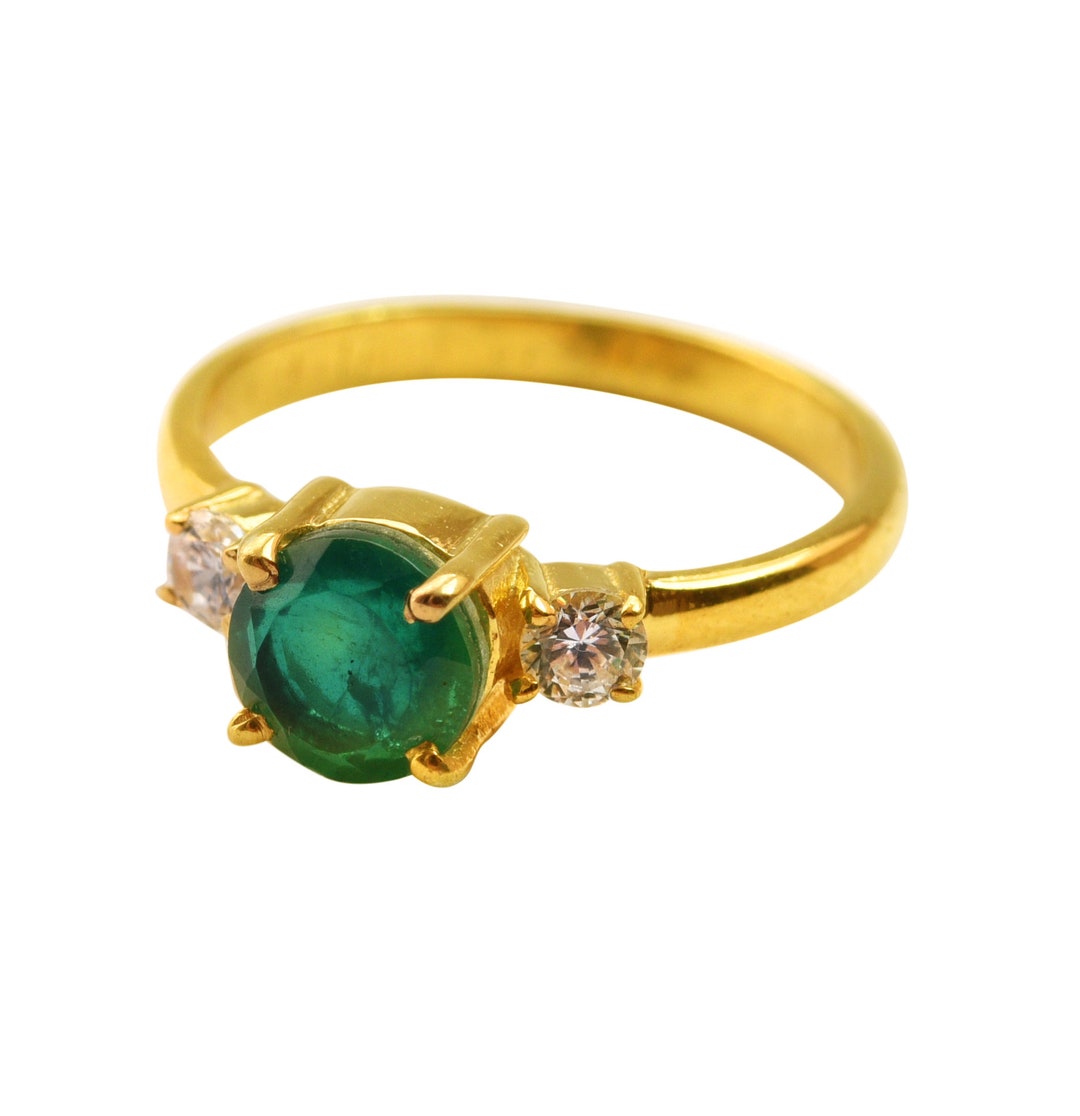Promise Emerald Ring / Australian Diamonds Ring in 14k Solid - Etsy