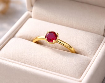 Ruby and Diamond 14k Gold Engagement Ring: July Birthstone