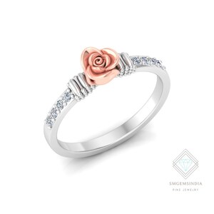 Art-Deco-Naturdiamant-Versprechensring für Frauen und Mädchen aus 9k Gold / Jubiläumsgeschenkring / Ehering