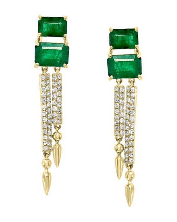 18k Fine Emerald Earrings for Womans / Natural Emerald and Etsy