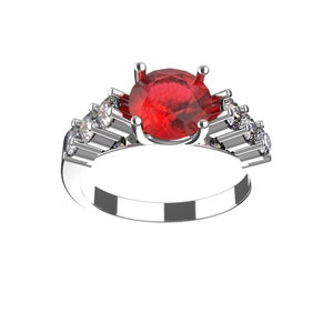 1.05 Carats Ruby And Diamond Engagement Ring / 14k Solid Gold Ruby Ring / Anniversary Ring/ christmas gift