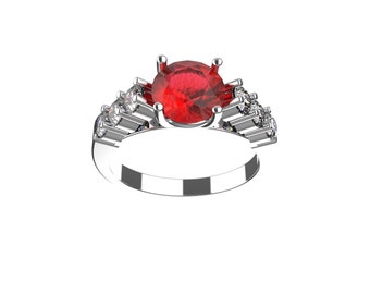 Rubin Ring, Sterling Silber, Statement, Roter Edelstein, Verlobung