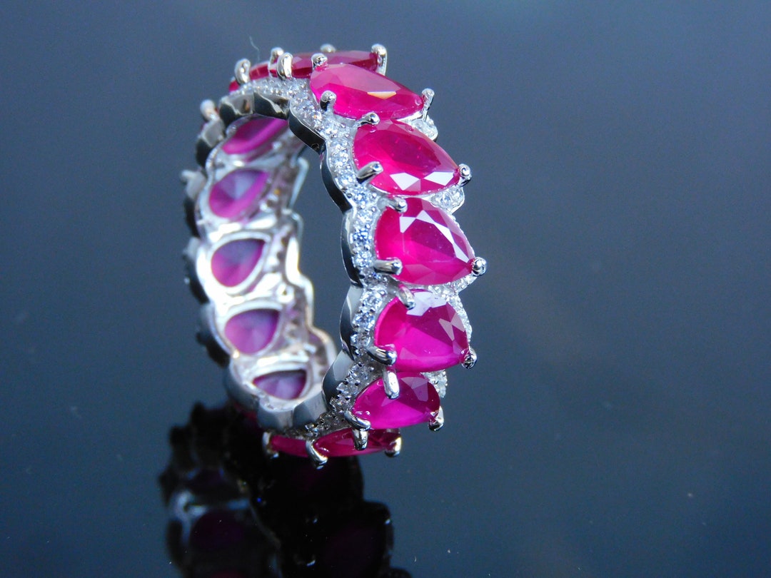 Art Deco 14k Gold Ruby and Diamond Wedding Band Ring - Etsy