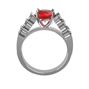 Ruby Ring, Sterling Silver, Statement, Red Gemstone, Engagement