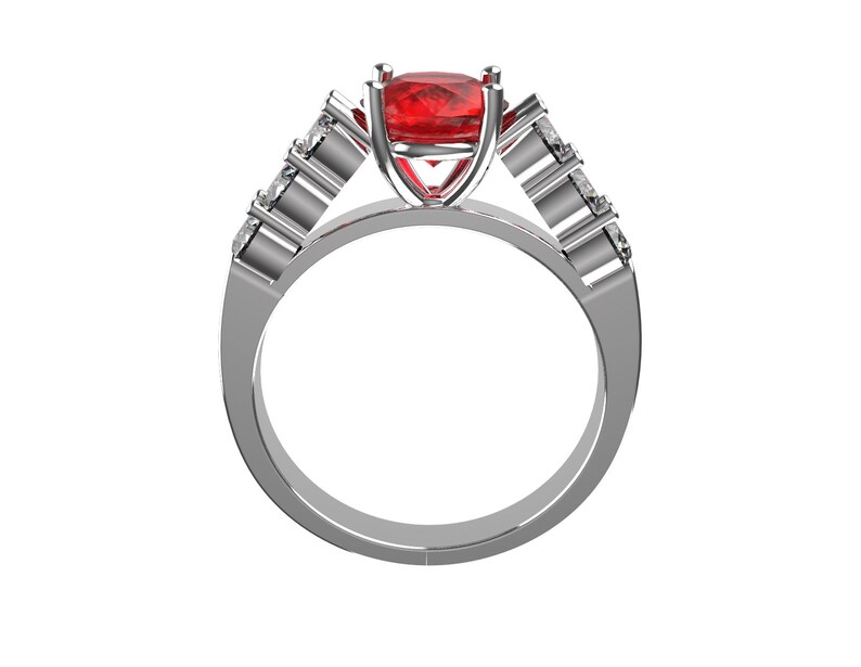 Ruby Ring, Sterling Silver, Statement, Red Gemstone, Engagement
