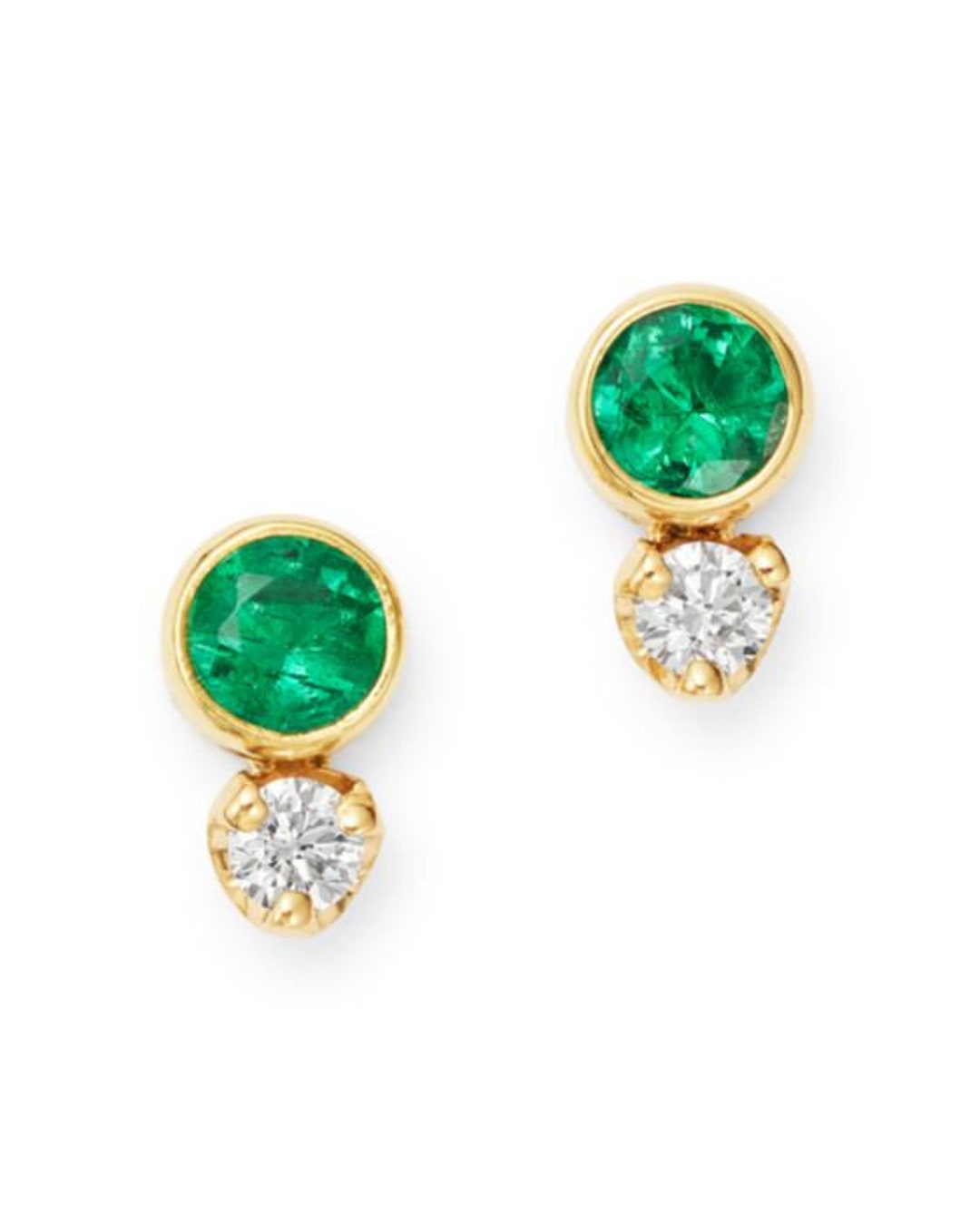 Natural Emerald Stud Earrings / 14k Gold Earrings for Womans / - Etsy