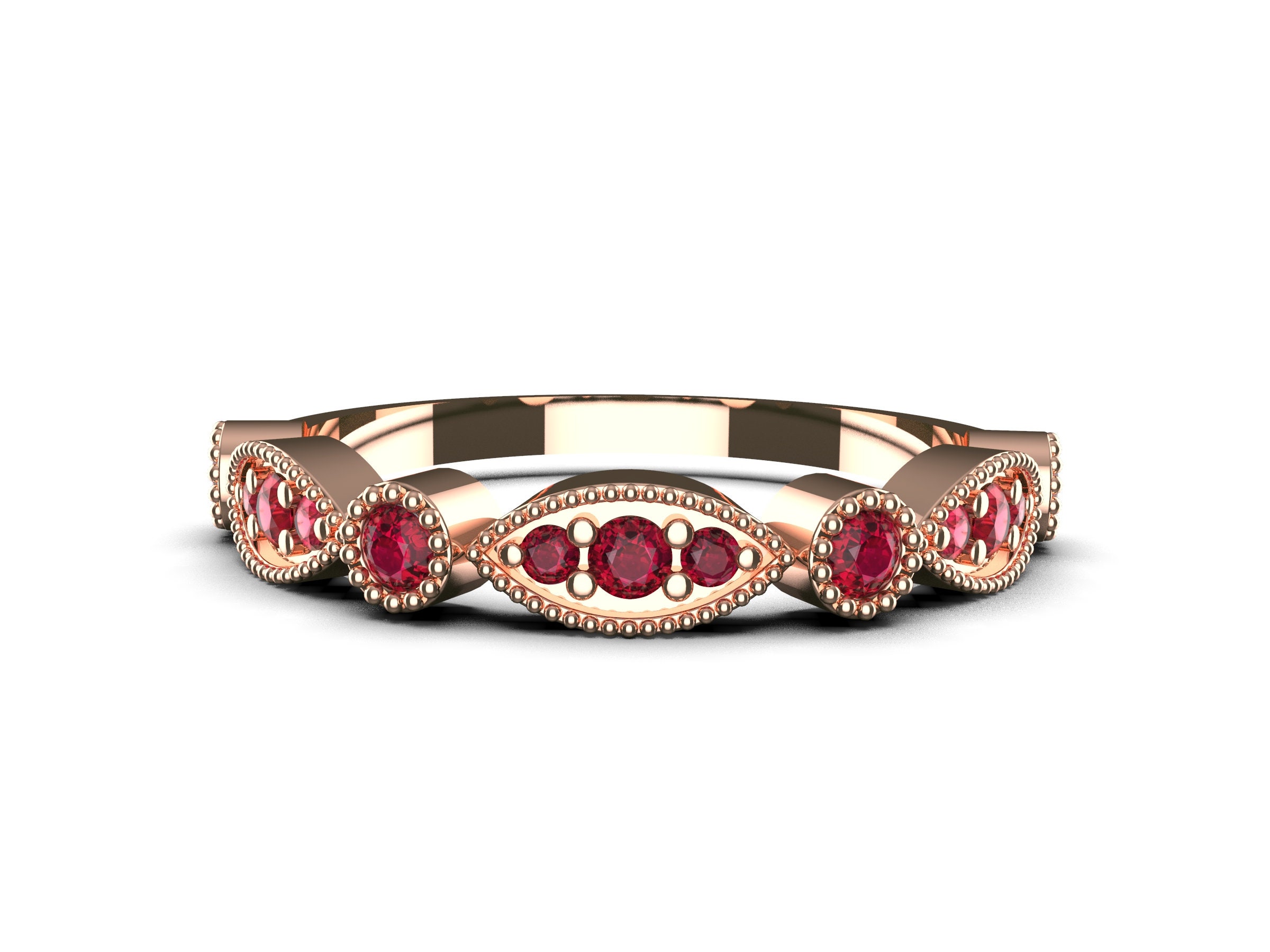 Vintage 14k Gold Art Deco Ruby Wedding Band: Anniversary Ring - Etsy
