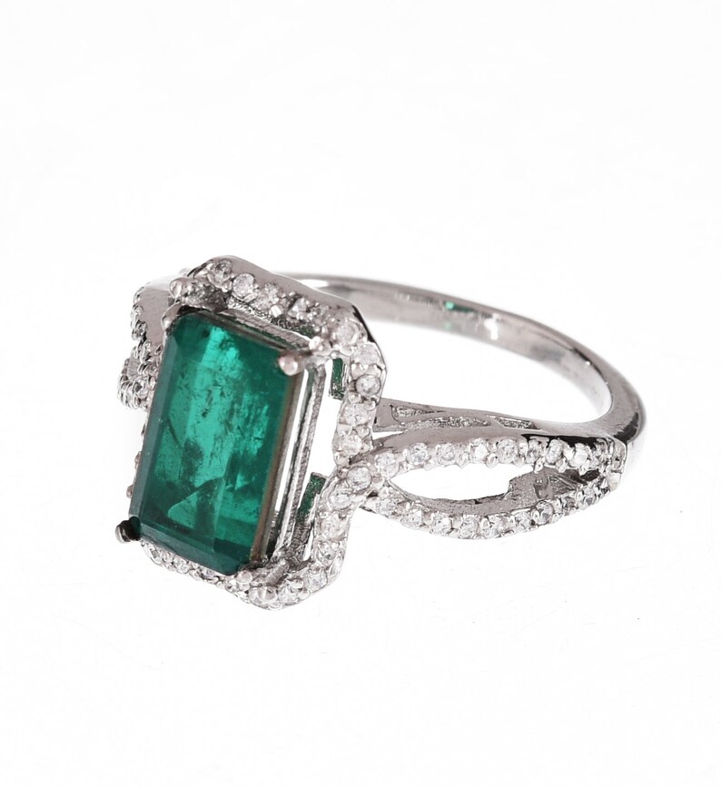 3.20 Carats Natural Zambian Emerald and Diamonds Ring in 14k - Etsy