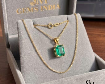 Zambian Natural Emerald Pendant: 4.10 Carat, 14k Gold Solitaire