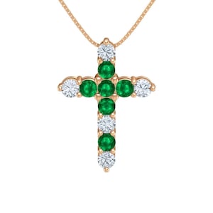 Cross Emerald Pendant in 18k Solid Gold / Natural Zambian Emerald Cross Pendant / Christmas Gift Pendant/ christmas gift